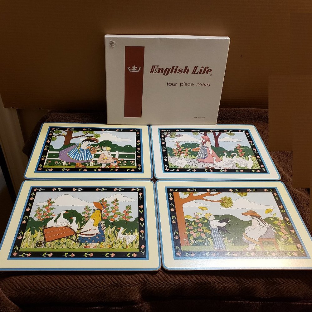 4 English Life Cork Placemats Place Mats Little Treasures Country Farmhouse